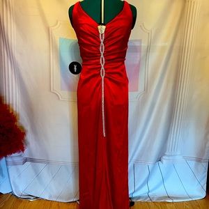 Red Sexy Prom Dress-Luxury Red Prom Satin Gown